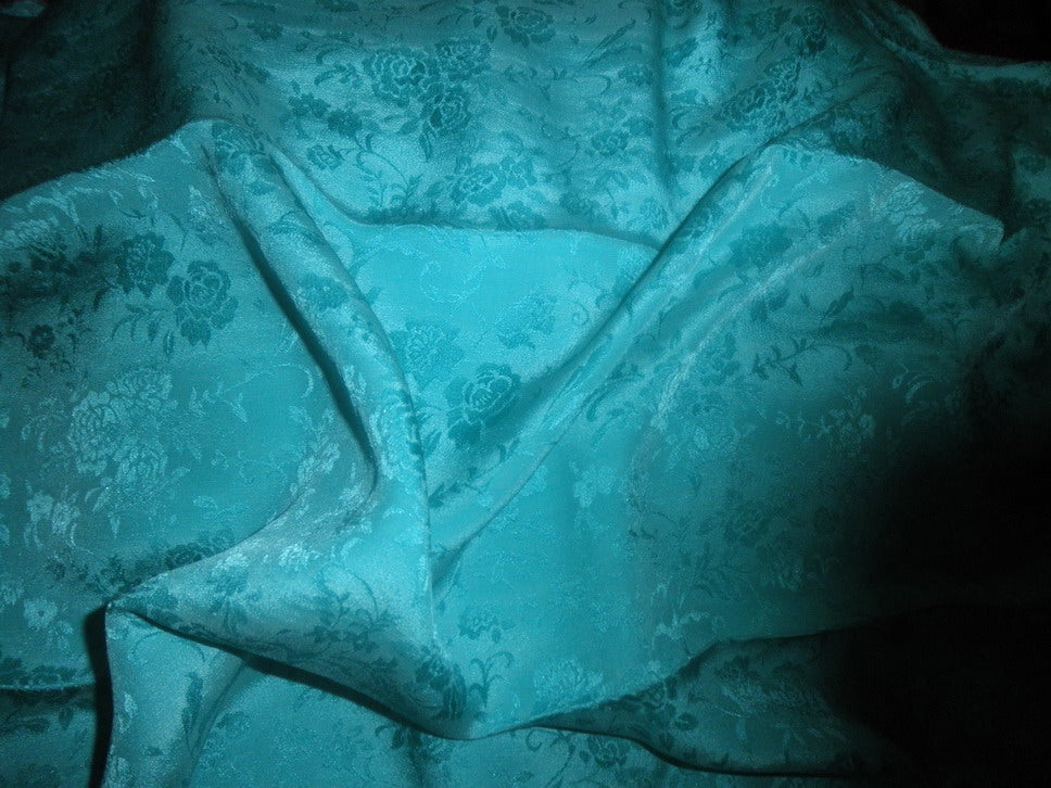 soft silk crepe silk JACQUARD -sea green floral [2276]