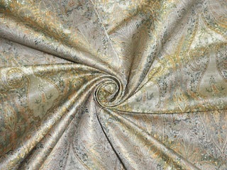 Silk Brocade Fabric Multi Color 44&quot; Vintage design