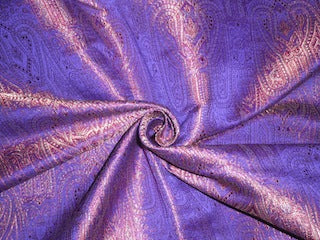 Pure Silk Brocade fabric Red,Purple &amp; Metallic Gold 44&quot;