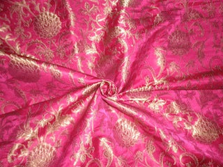 Brocade fabric Pink &amp; Metallic Gold 44&quot;