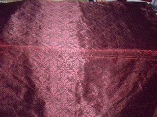 Pure SILK BROCADE FABRIC Wine &amp; Black colour 44&quot;