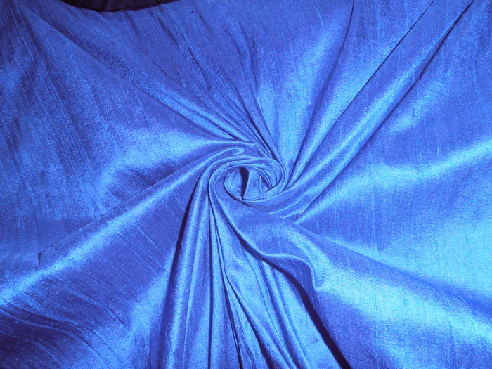 100% Pure Silk Dupion Fabric Bright Blue colour 54" wide with Slubs MM7[4]bb