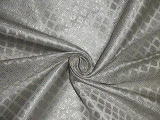 SILK BROCADE FABRIC Ivory & Metallic Silver color 44" wide BRO232[5]