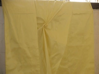 100% Pure SILK TAFFETA FABRIC Yellow x Ivory color 3.00 yards continuous piece 54" wide TAF#186[11]