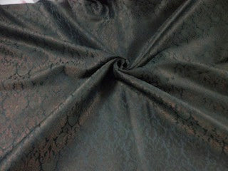 Spun Silk Brocade Fabric Green,Metallic Copper/Bronze Black 44" BRO226[6]