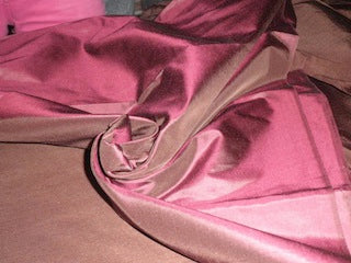 Pure SILK TAFFETA FABRIC Dark Wine Purple color 54&quot; wide