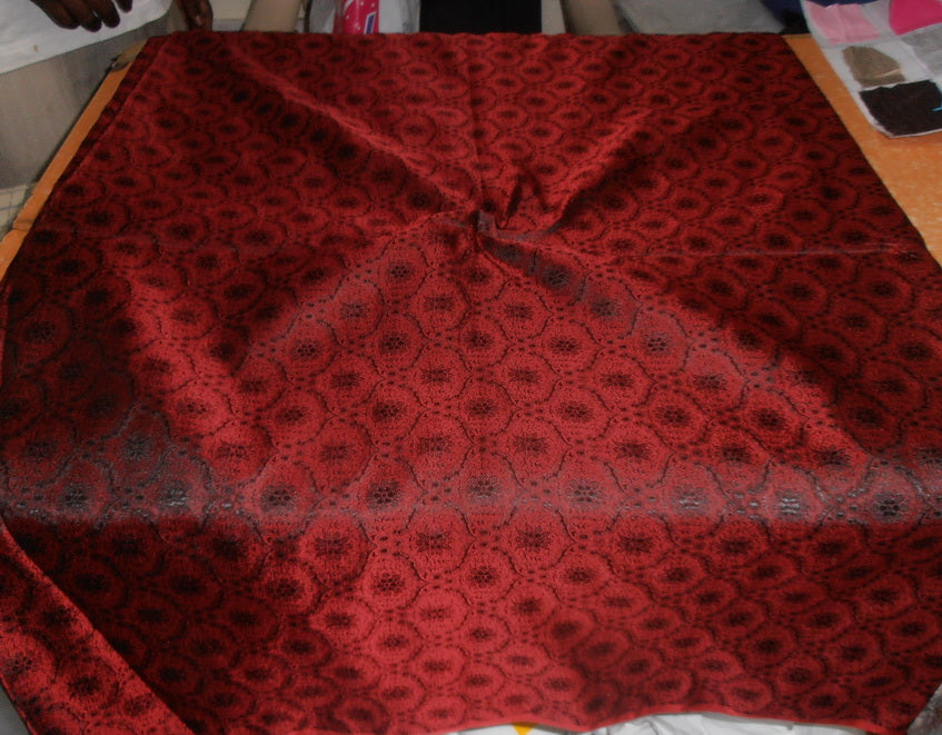 viscose Silk Brocade fabric deep wine black motifs Colour 44" wide [7720]