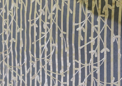 100% silk organza beige stripe embroidery fabric 44" WIDE [10959]