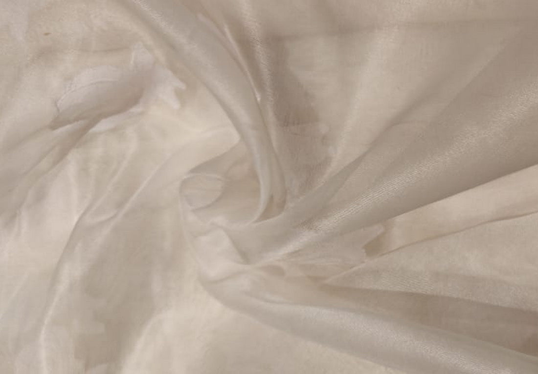 100% silk organza ivory with ivory jacquard IVORY ROSES 54" wide [11019]