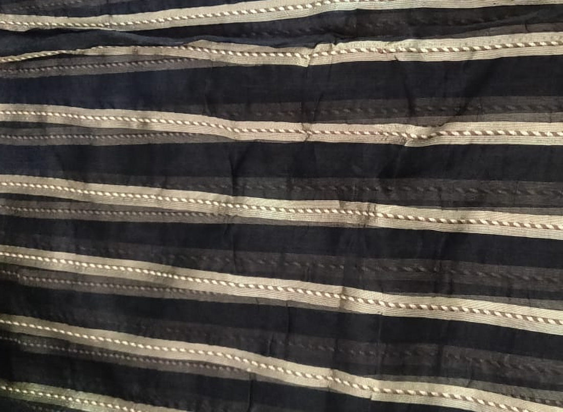100% silk organza black and gold stripes 44" wide by the yard [11020]