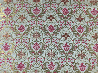 Silk Brocade king khab [kings dream] ivory /pink x metallic gold color 36" wide BRO782[2]