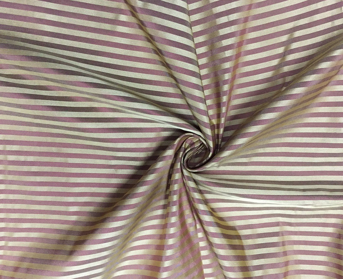 100% Pure Silk TAFETTA Fabric pinkish brown and gold color stripe 54" wide by the yard TAFS166[2]