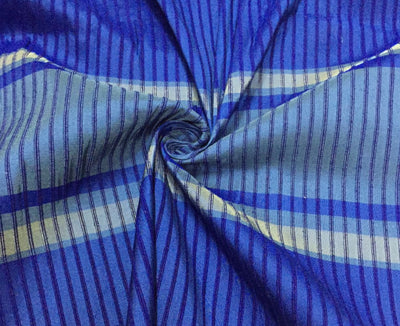 100% Pure Silk dupion Fabric royal blue and grey color ribbed stripe 54" wide DUPS68[1]  by the yard