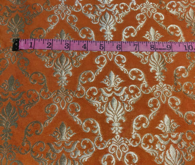 Silk Brocade fabric ORANGE x metallic silver COLOR 44" wide BRO790A[2]