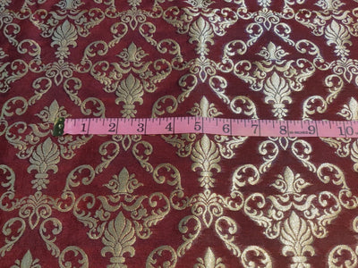 Silk Brocade fabric red x metallic gold color 44" wide BRO790B[5]