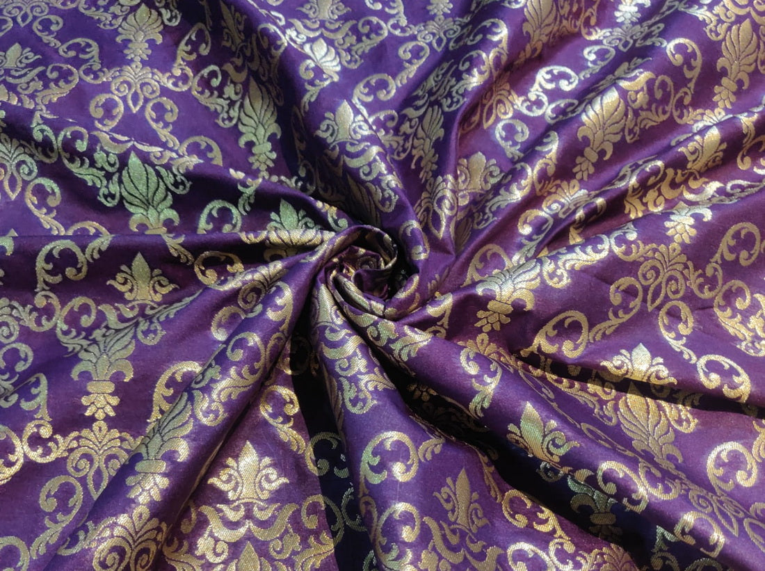Silk Brocade fabric purple x metallic gold 44" wide BRO790B[4]