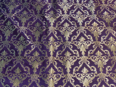 Silk Brocade fabric purple x metallic gold 44" wide BRO790B[4]