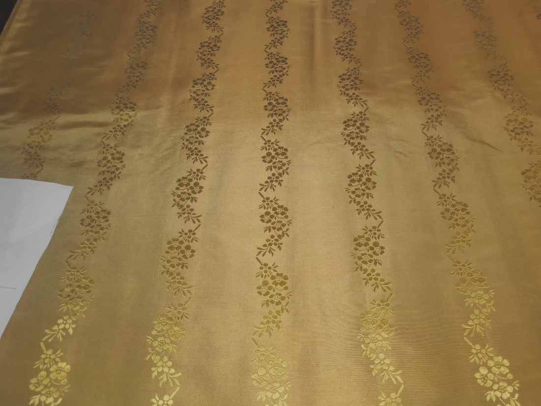 100% silk taffeta gold with gold jacquard stripe 54'' wide TAFJ7