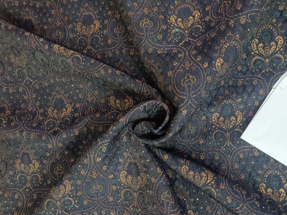 Brocade fabric navy blue x bronze color Jacquard 56" wide BRO787[3]