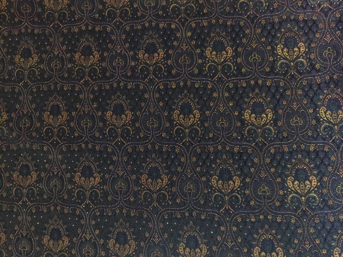 Brocade fabric navy blue x bronze color Jacquard 56" wide BRO787[3]