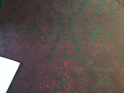 Silk taffeta jacquard fabric Rusty Red & Green 54" wide TAFJAC6[1]