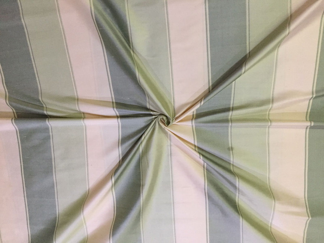 SILK DUPIONI green and gold stripes 54" wide DUPS63[1]