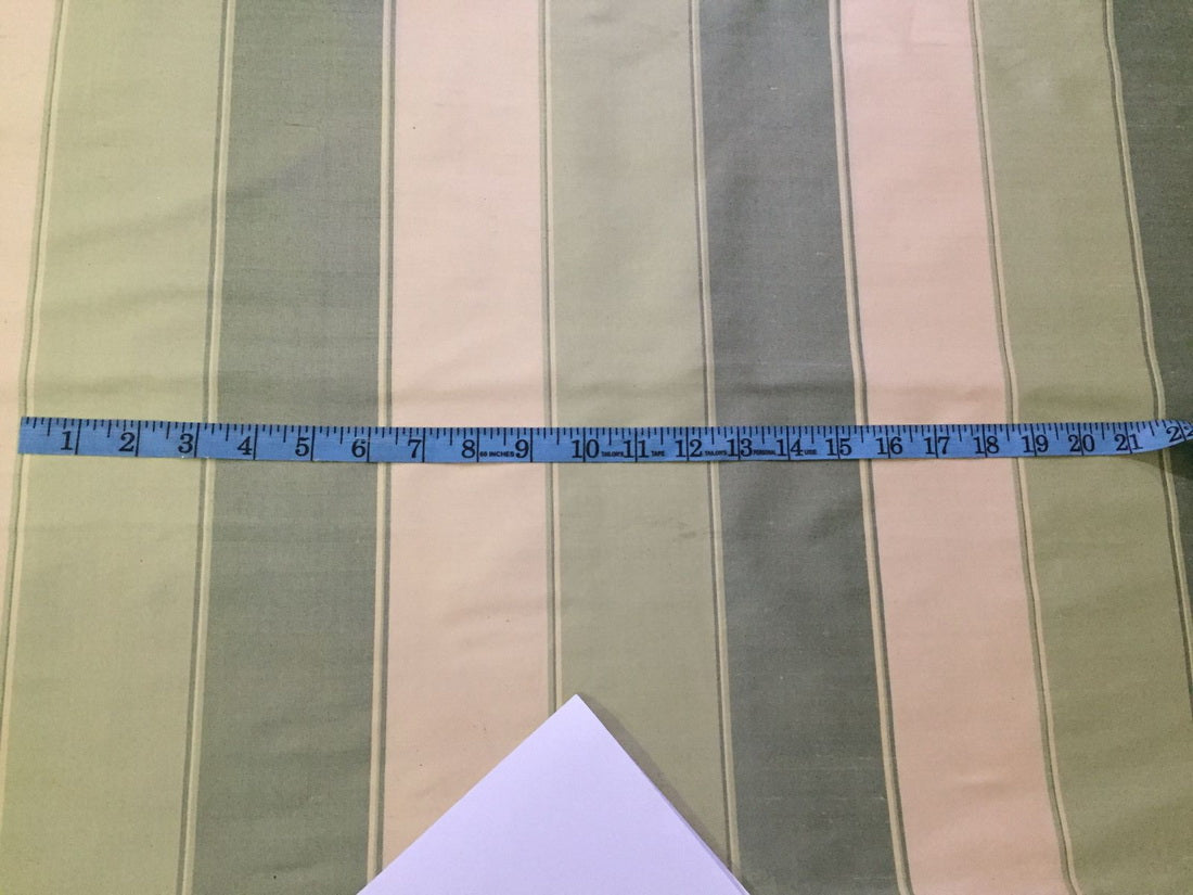 SILK DUPIONI green and gold stripes 54" wide DUPS63[1]