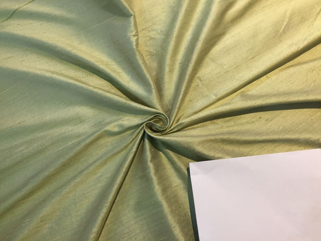 100% pure silk dupioni fabric light olive 54" WIDE with slubs MM98[1]