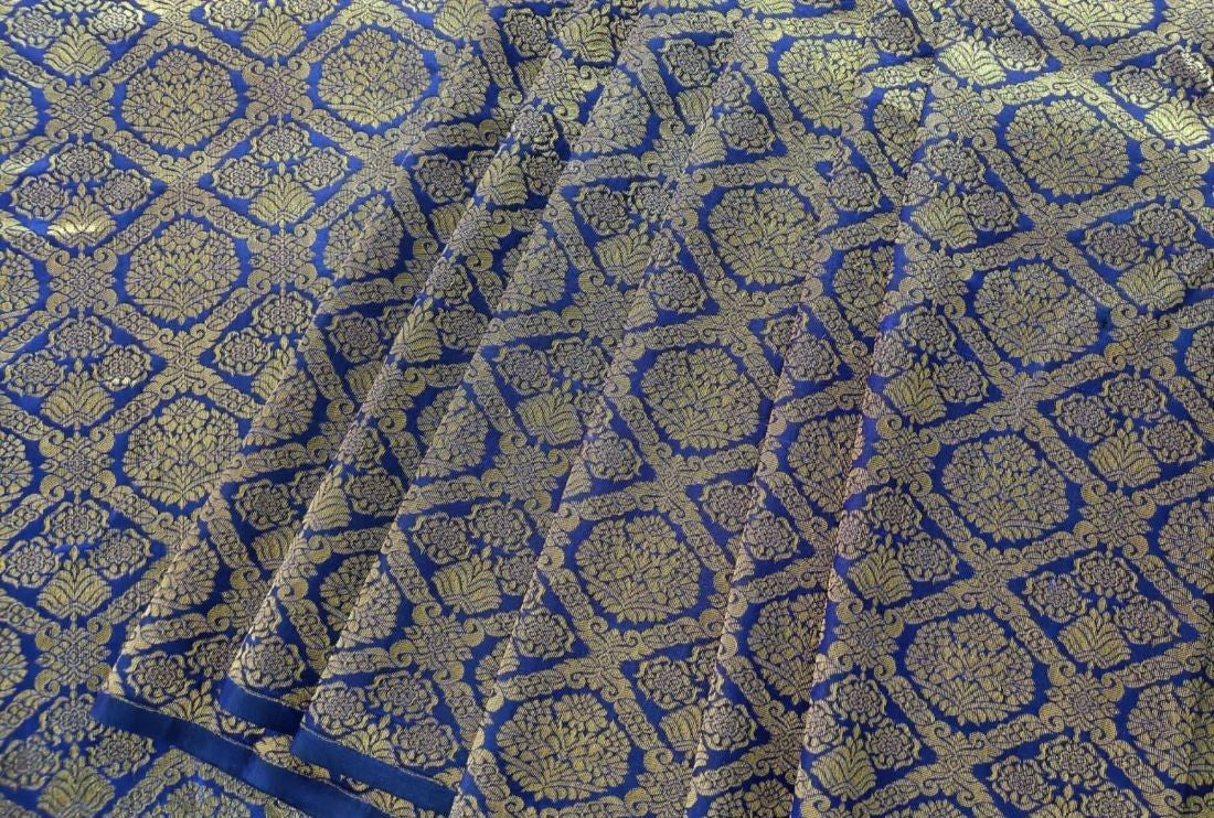 100% Pure Silk Brocade fabric Purple and Blue 44" wide BRO 804[1]/[2]