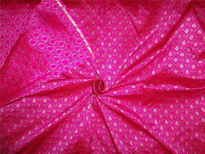 Silk brocade fabric gorgeous pink and silver color 44" wide BRO541[4]