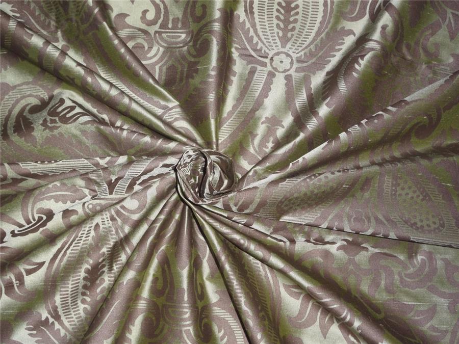 100% pure silk dupionfabric print olive green x brown colour 54" wide DUPPRINT#36[2]