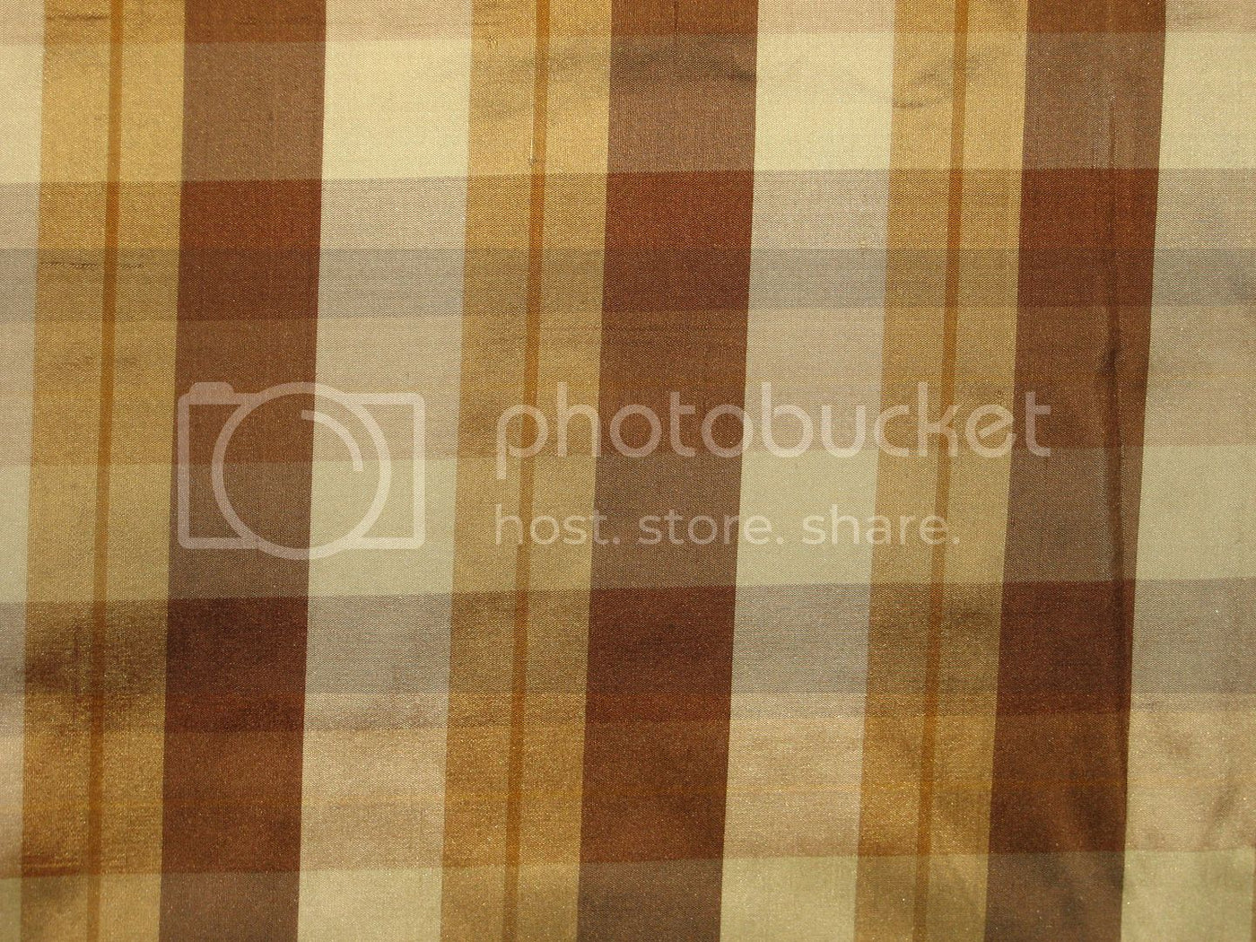 Silk Dupioni Shades of Brown & Cream color plaids Fabric 54" wide