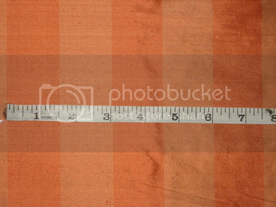 100% SILK Dupioni FABRIC Shades of Orange color Stripes 44" wide DUP#S27