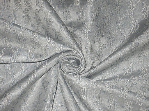 Silk Brocade fabric Light Blue &amp; Ivory Color 44" wide BRO181[5]