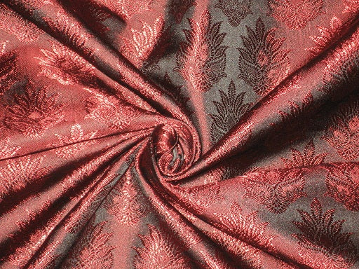 Silk Brocade fabric Dark Wine Red Color 44" wide BRO181[3]