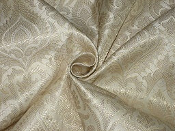 Spun Silk Brocade Fabric Cream &amp; Metallic Gold 44&quot;