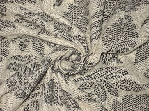 Printed Linen fabric Cream &amp; Grey