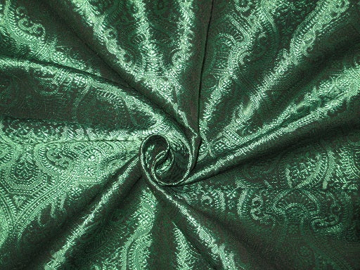 Spun Silk Brocade fabric Sea Green Black Color BRO187[3]