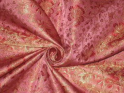 SILK BROCADE FABRIC Pink,Red &amp; Gold colour 44&quot;BRO189[5]