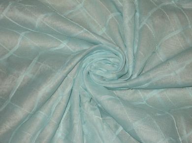 100 % Cotton organdy fabric blue colour with chocolate pintucks 44" wide[1559]