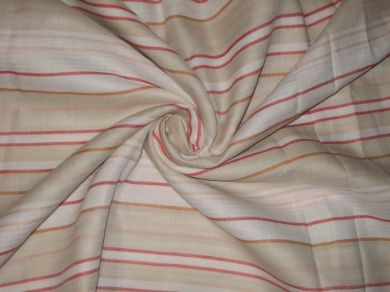 100% Chambray Linen Multi color horizontal stripe Fabric ~ 59&quot; wide