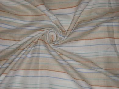 100% Chambray Linen Multi color horizontal stripe Fabric 59" wide [1035]