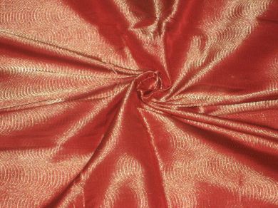 Silk Brocade~Width 44&quot; Red x Gold colour