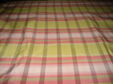 Awesome lime yellow,baby pink and white plaids~silk taffeta fabric 54&quot; wide