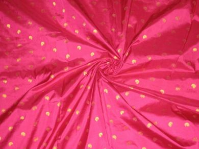 Hot Pink colour silk fabric with zari paisleys motifs~Width 44