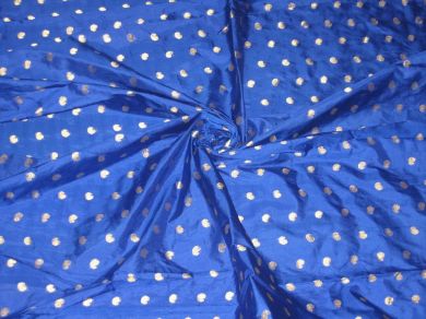 Royal Blue colour silk fabric with zari paisleys motifs~Width 44