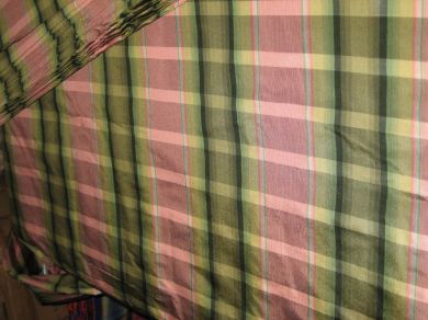 Shades of green,pink and yellow colour gorgeous plaids~SILK TAFFETA FABRIC 54&quot; wide