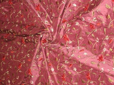 Rose Pink colour with floral embroidery silk dupioni silk 54