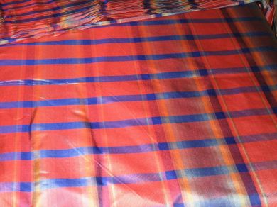 Royal blue,red and yellow colour gorgeous plaids~SILK TAFFETA FABRIC 54