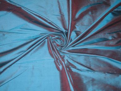 silk dupioni silk 54&quot; width -Blue colour with red shot
